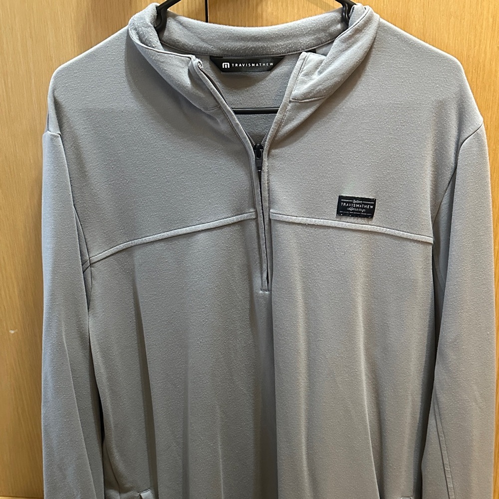 Travis Mathew Light Gray Quarter-Zip Pullover